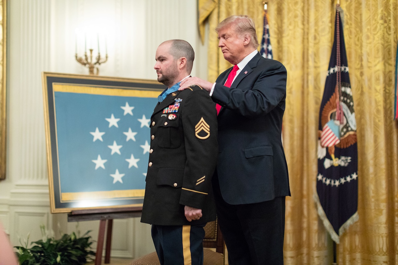 President Donald J. Trump presents the Medal of Honor.