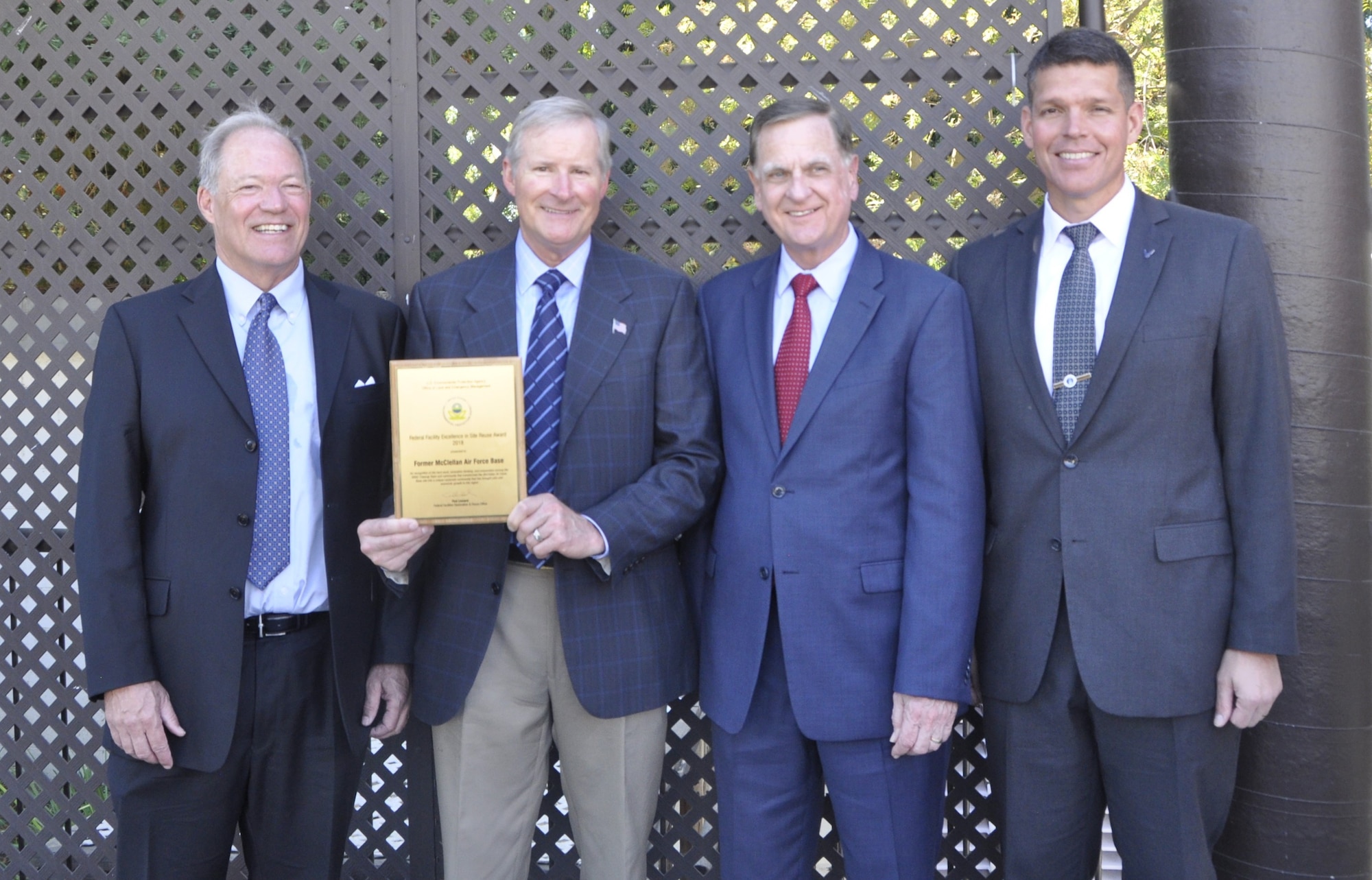 Award accepted by AFCEC from EPA for their efforts at the former McClellan Air Force Base, in Sacramento County, California.