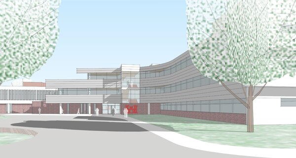 Artists' rendering of the new headquarters at Hanscom Air Force Base in Bedford, Massachusetts