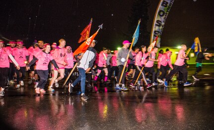 Soldiers, Airmen and members of the Joint Base Elmendorf-Richardson community begin a breast cancer awareness 5K run at JBER, Alaska, Sept. 28, 2018. More than 300 people rallied together to support Breast Cancer Awareness Month. The National Breast Cancer Awareness Foundation estimates 220,000 U.S. women will be diagnosed with breast cancer each year and over 40,000 will perish. Although breast cancer in men is uncommon, an estimated 2,150 men will be diagnosed with breast cancer and approximately 410 perish each year.
