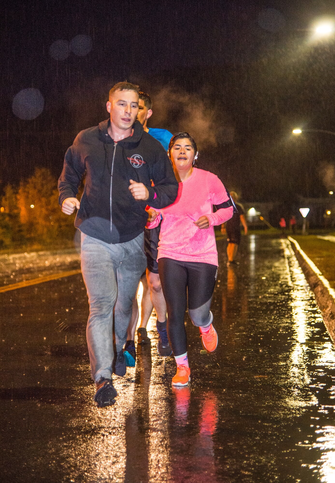 Soldiers, Airmen and members of the Joint Base Elmendorf-Richardson community run a breast cancer awareness 5K run at JBER, Alaska, Sept. 28, 2018. More than 300 people rallied together to support Breast Cancer Awareness Month. October is nationally recognized as Breast Cancer Awareness Month with the goal of raising awareness of breast cancer signs and symptoms and emphasizing the importance of early diagnosis.