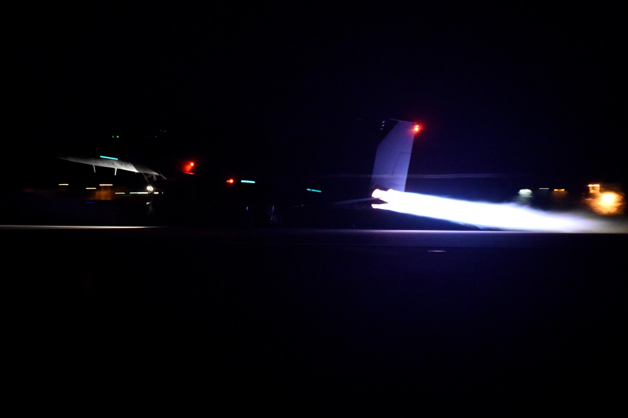 An F-15E Strike Eagle assigned to the 492nd Fighter Squadron takes off during the “FURIOUS 48” readiness exercise at Royal Air Force Lakenheath, England, Oct. 2, 2018. This exercise was designed to emphasize the importance of combat skills effectiveness training and test Liberty Wing Airmen on their ability to survive and operate in wartime conditions.(U.S. Air Force photo by Airman 1st Class Christopher S. Sparks)