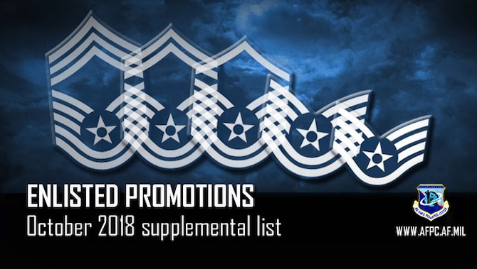 Enlisted promotions; October 2018 supplemental list