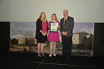 IMAGE: DAHLGREN, Va. (Sept. 21, 2018) – Jennifer Testa receives her certificate of achievement from Naval Surface Warfare Center Dahlgren Division (NSWCDD) Acting Chief of Staff Terri Gray and Acting Deputy Technical Director Chris Clifford at the 2018 NSWCDD Academic Recognition Ceremony.