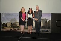 IMAGE: DAHLGREN, Va. (Sept. 21, 2018) – Megan Fromme receives her certificate of achievement from Naval Surface Warfare Center Dahlgren Division (NSWCDD) Acting Chief of Staff Terri Gray and Acting Deputy Technical Director Chris Clifford at the 2018 NSWCDD Academic Recognition Ceremony.