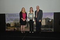 IMAGE: DAHLGREN, Va. (Sept. 21, 2018) – Jessica Hildebrand receives her certificate of achievement from Naval Surface Warfare Center Dahlgren Division (NSWCDD) Acting Chief of Staff Terri Gray and Acting Deputy Technical Director Chris Clifford at the 2018 NSWCDD Academic Recognition Ceremony.