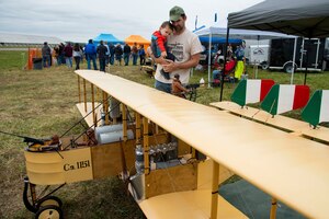 DAYTON, Ohio -- Visitors viewing model aircraft during the eleventh WWI Dawn Patrol Rendezvous at the National Museum of the U.S. Air Force on Sept. 22-23, 2018. (U.S. Air Force photo by Ken LaRock)