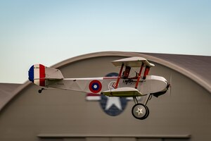 DAYTON, Ohio -- World War I replica aircraft took to the skies during during the eleventh WWI Dawn Patrol Rendezvous at the National Museum of the U.S. Air Force on Sept. 22-23, 2018. This aircraft is a Sopwith Schneider replica owned and flown by Blake Thomas. (Courtesy photo by Courtney Caillouet)