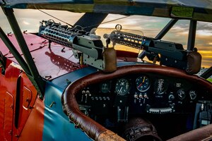 DAYTON, Ohio -- World War I replica aircraft took to the skies during during the eleventh WWI Dawn Patrol Rendezvous at the National Museum of the U.S. Air Force on Sept. 22-23, 2018. This aircraft is a Siemens Schuckert replica owned and flown by Marvin Story from Kansas City Missouri. (Courtesy photo by Courtney Caillouet)