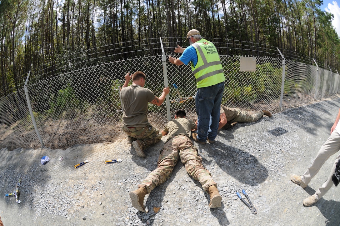 This photo shows repair work that is part of the recovery effort after damages caused by Hurricane Florence Sept. 14 and 15, 2018, and is led by the  Savannah District in cooperation with the 27th Combat Engineer Battalion (a) out of Fort Bragg, N.C.