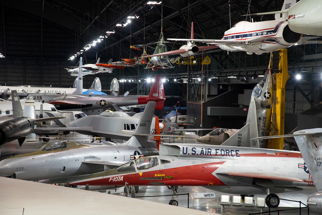 DAYTON, Ohio -- A view of the Research and Development Gallery at the National Museum of the U.S. Air Force. Research and development aerospace vehicles represent advances in technological problem solving and have increased the museum’s opportunities to teach science, technology, engineering and mathematics (STEM) themes and principles. (U.S. Air Force photo by Ken LaRock)
