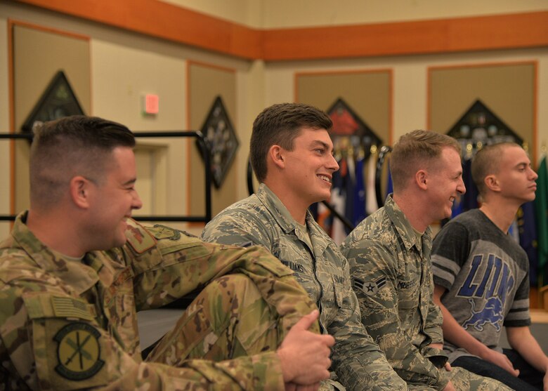 Several Airmen pose for a picture Aug. 27, 2018, at the Grizzly Bend at Malmstrom Air Force Base, Mont.