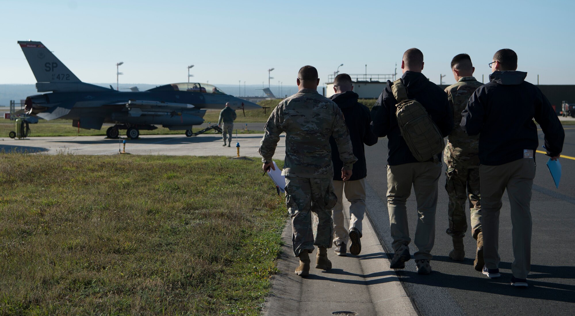 During the inspection, the team is allowed to search for all equipment subject to the treaty which includes F-16 Fighting Falcon aircraft.