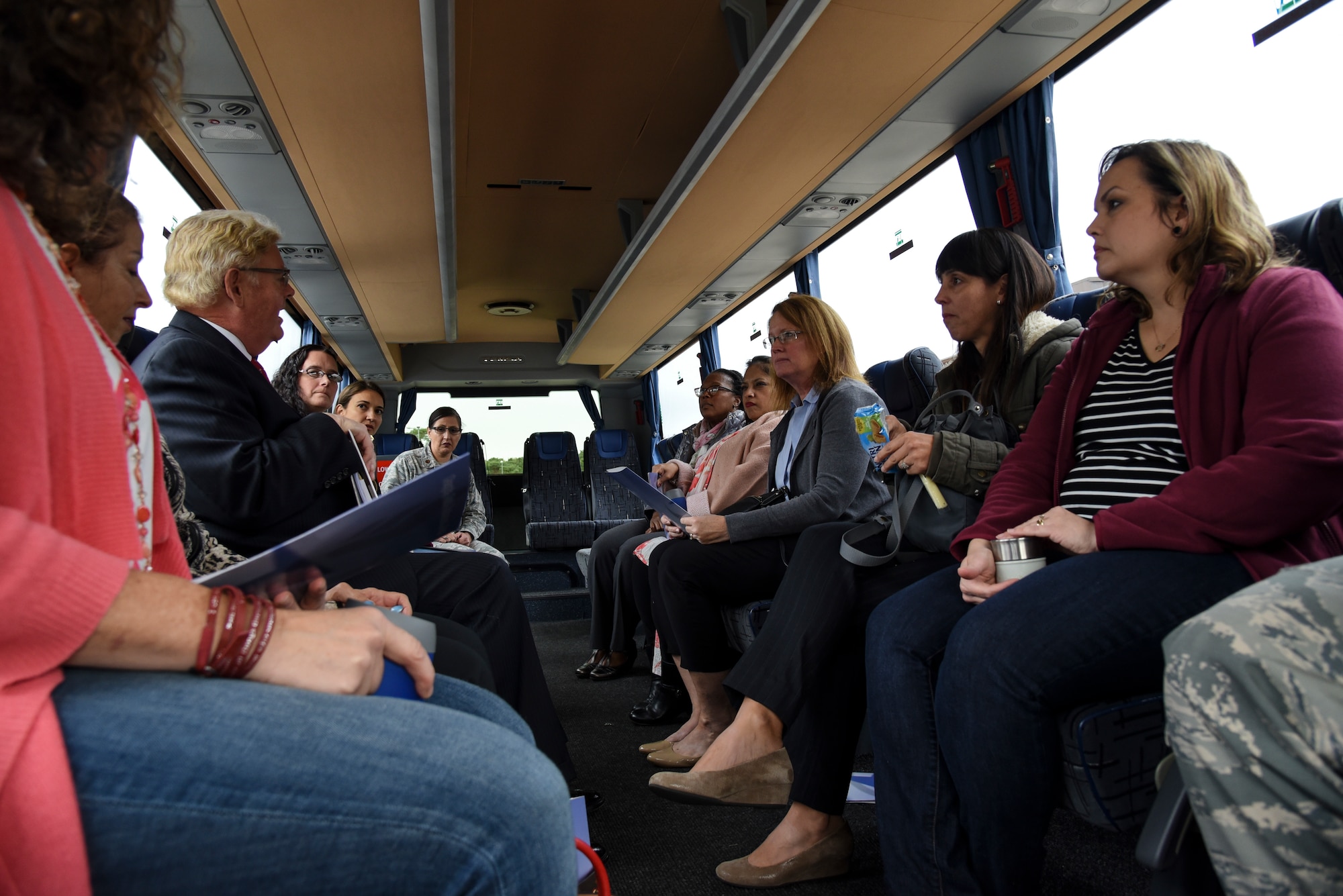 Spouses of 86th Airlift Wing command leadership tour the Ramstein Teen Center during the 86 AW Commander’s Mission Support Group Immersion on Ramstein Air Base, Germany, Oct. 2, 2018. During the tour of the teen center, spouses were able to utilize a few of the amenities available to the teens such as a virtual reality console and a flight simulator. (U.S. Air Force photo by Airman D. Blake Browning)
