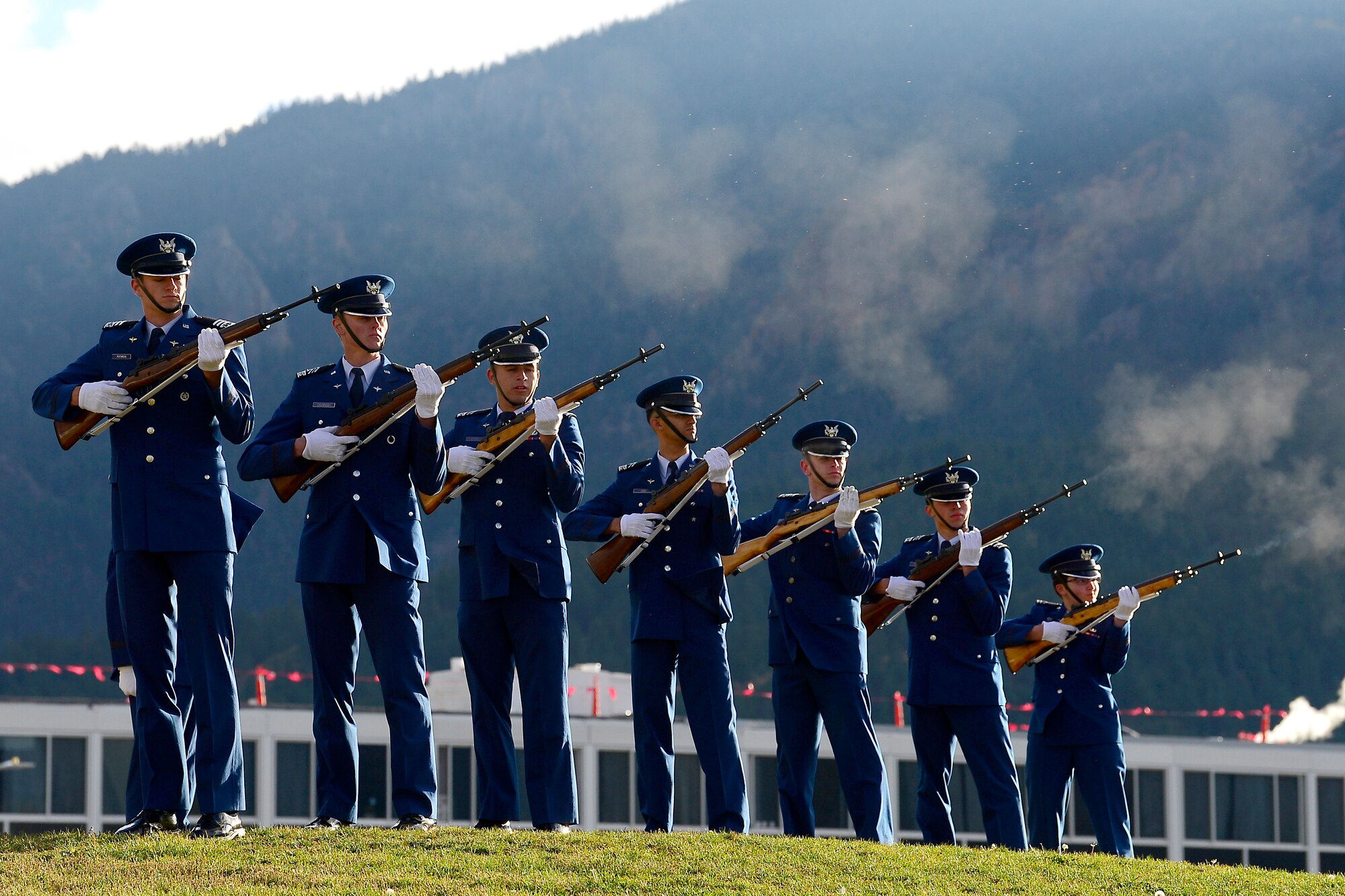 The Cadet Wing honors graduates that passed during this last year during a Homecoming Memorial Ceremony on September 28, 2018, at the U.S. Air Force Academy in Colorado Springs, Colo. Cadets recognize fallen alumni by calling out their name and rendering a final salute. (U.S. Air Force photo by Darcie L. Ibidapo)