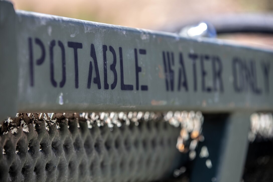 A lightweight water purification system (LWPS) is displayed during a class at Marine Corps Base Camp Pendleton, Calif., Sept. 26, 2018. A U.S. Marine with Combat Engineer Detachment, Task Force Koa Moana, gave a class on the functions and capabilities of a LWPS.  (U.S. Marine Corps photo by Cpl. Branden J. Bourque)