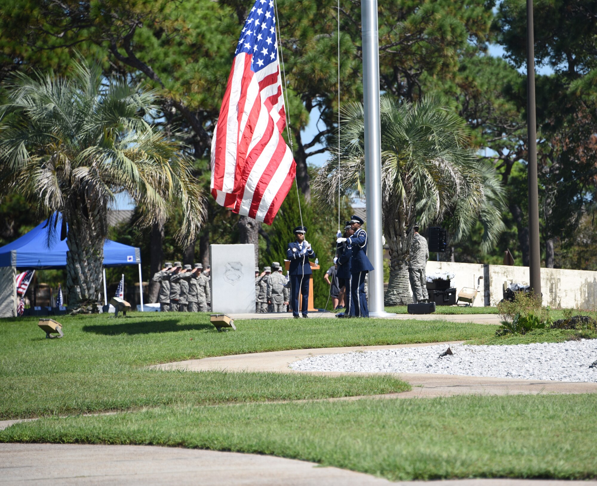 Flag being lowered