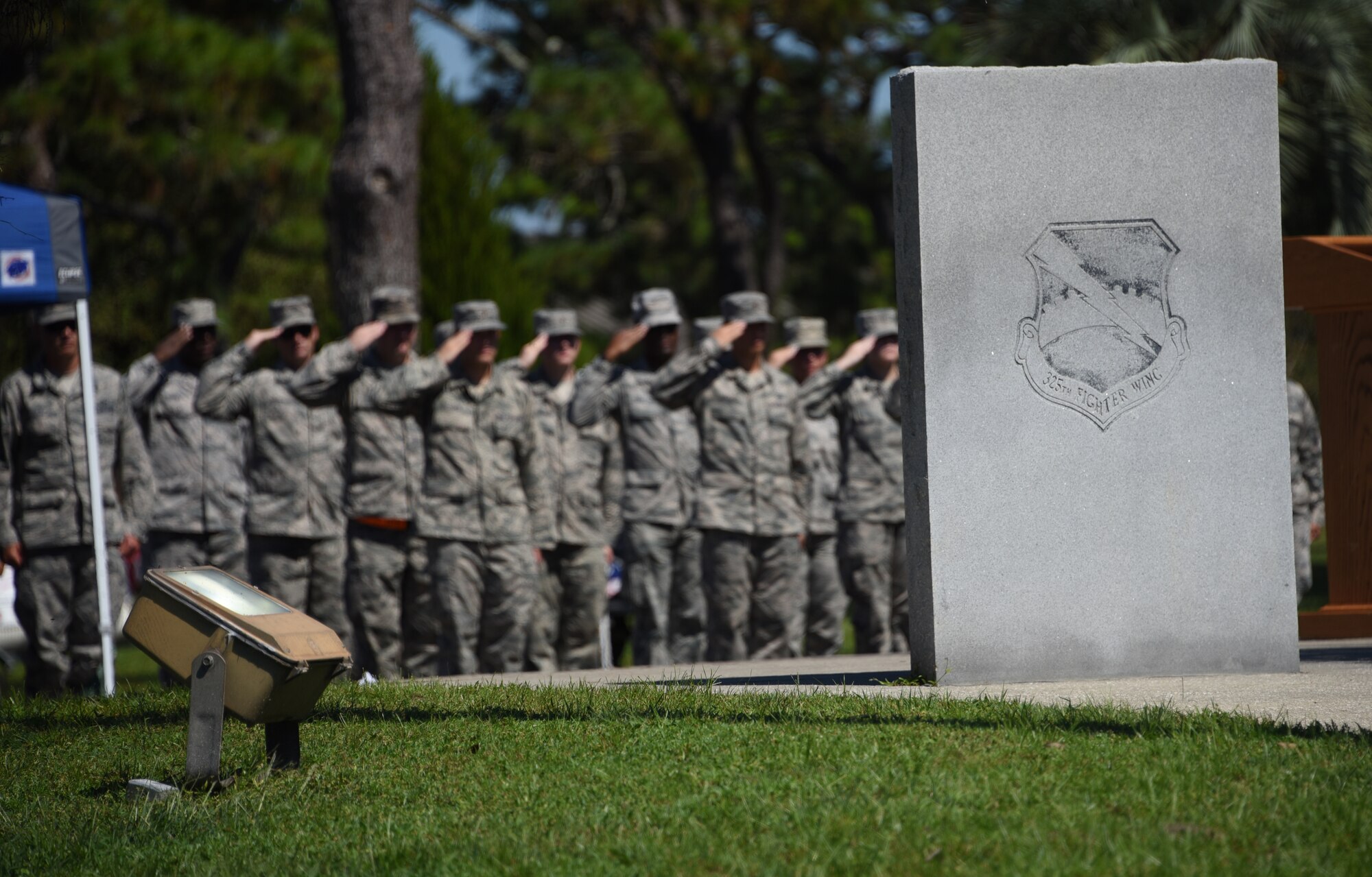 U.S. Air Force Airmen saluting