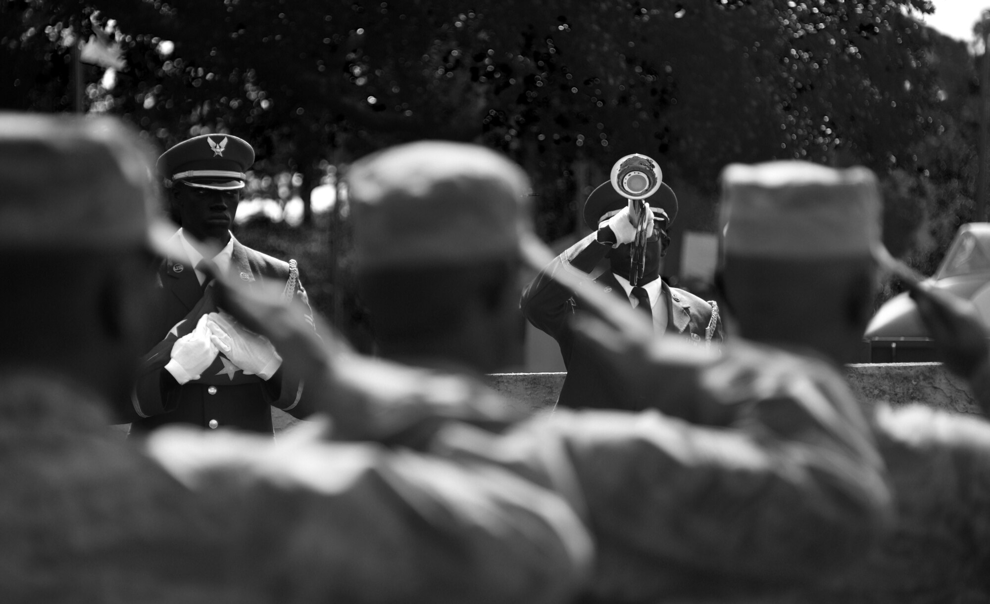 U.S. Air Force Airmen saluting