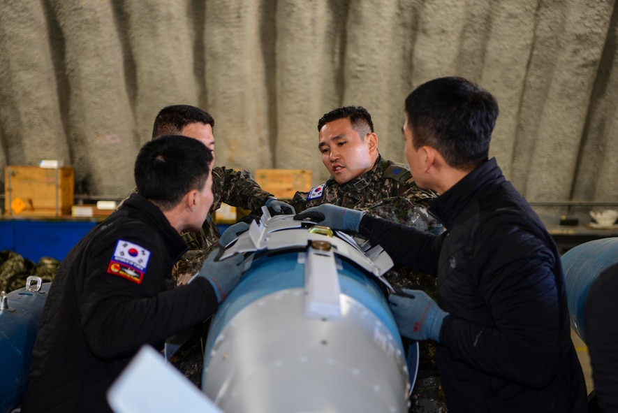 The bomb build provides an opportunity to exchange tactics, techniques and procedures while improving interoperability between ROKAF and U.S. Air Force Airmen.