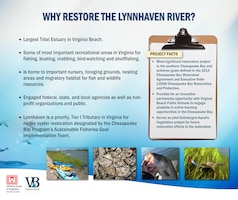 The Lynnhaven is a priority, Tier I Tributary in Virginia for native oyster restoration designated by the Chesapeake Bay Program’s Sustainable Fisheries Goal Implementation Team.