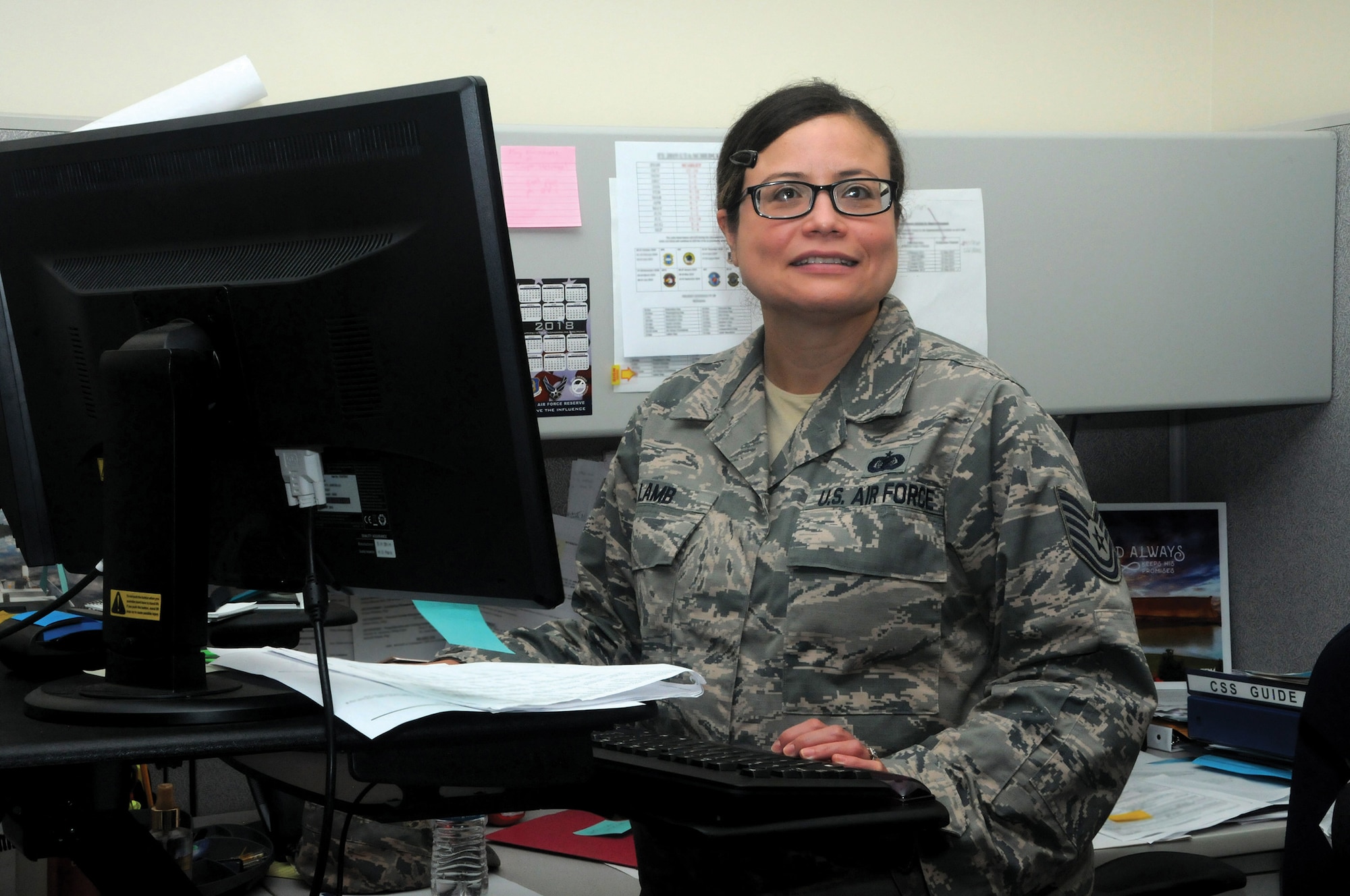 Tech. Sgt. Katherine Y. Lamb, 445th Operations Support Squadron NCO in charge, Orderly Room, is the 445th Airlift Wing October 2018 Spotlight Performer.
