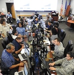 Approximately 30 budget analysts and financial experts validate end-of-year close out activities from a war room located at Air Force Installation and Mission Support Center headquarters at Joint Base San Antonio-Lackland. The nerve center increased the team’s capabilities to quickly validate requirements, ensuring the next available dollar was placed against the next most important requirement.