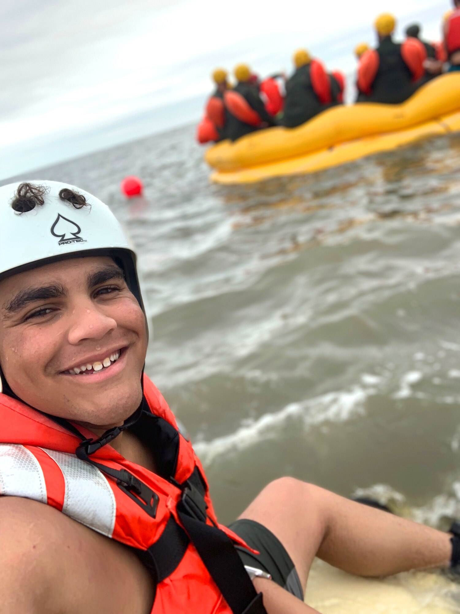 Airman 1st Class Dedan Dials, 436th Airlift Wing Public Affairs broadcast journalist, volunteers to assist Survival, Evasion, Resistance, and Escape water survival training of 12 Airmen Sept. 27, 2018, in the Atlantic Ocean off the coast of Bowers Beach, Del. SERE personnel rely on volunteers to assist with providing an effective training environment.