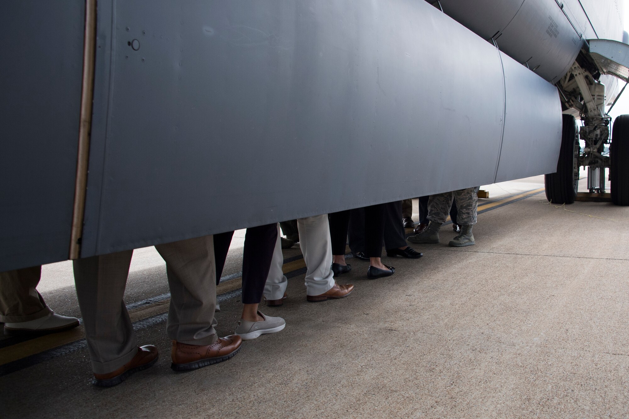 Civic leaders from the Shreveport-Bossier City area toured a B-52 Stratofortress and spoke with active-duty and Reserve Citizen Airmen about their mission at Barksdale Air Force Base, Louisiana, Oct. 9, 2018. (U.S. Air Force photo by Master Sgt. Ted Daigle)