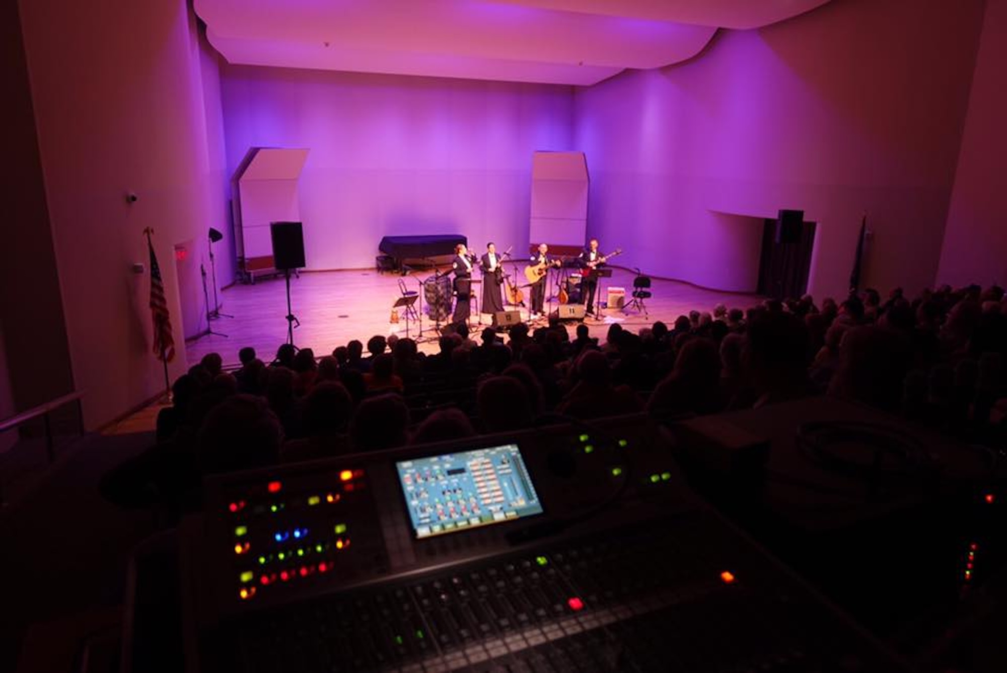 The view from Master Sgt. Mark Hannah’s soundboard during Celtic Aire’s Saturday performance