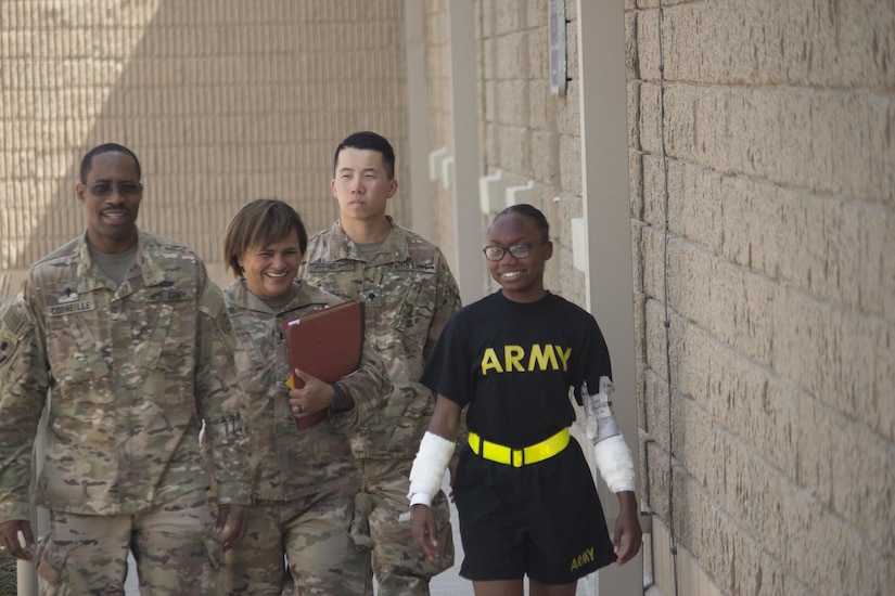 Soldiers with the Area Support Group-Kuwait Unit Ministry Team, provide spiritual support to injured Soldiers during a multi-camp Mass Casualty Training Exercise at Camp Arifjan, September 26, 2018.