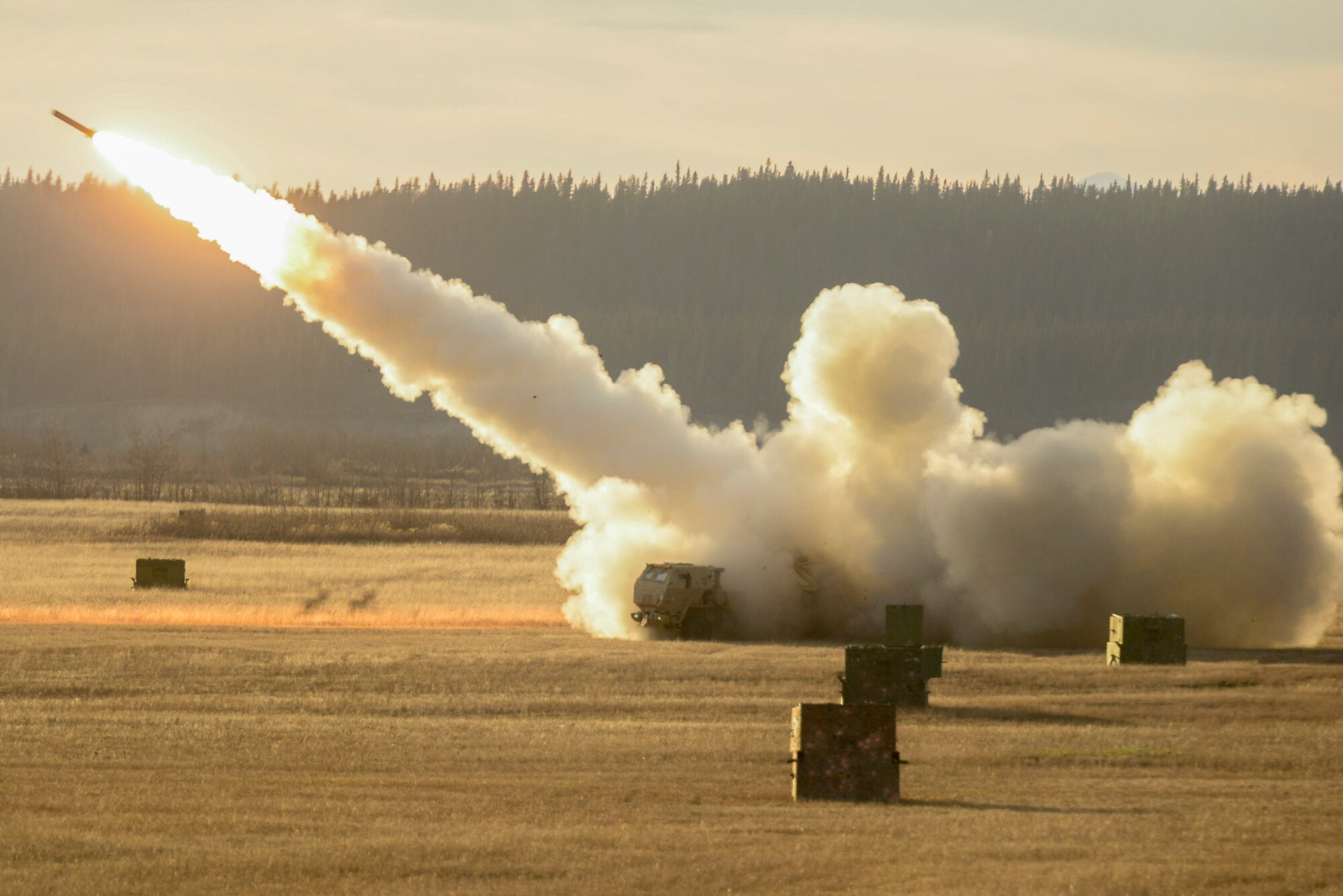 A HIMARS has the ability and flexibility to launch its payload at ground targets and quickly move to a different location.