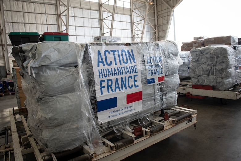 A picture taken of a pallet from France Oct. 9, 2018 is symbolic to the multinational participation during the on-going humanitarian efforts staged out of Balikpapan and Palu, Indonesia.