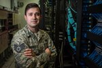 Staff Sgt. Arsenio H. Hernandez, Cyber Security Specialist at the 179th Airlift Wing Communications Squadron, poses for a photo Oct. 09, 2018 at the 179th Airlift Wing, Mansfield, Ohio.
