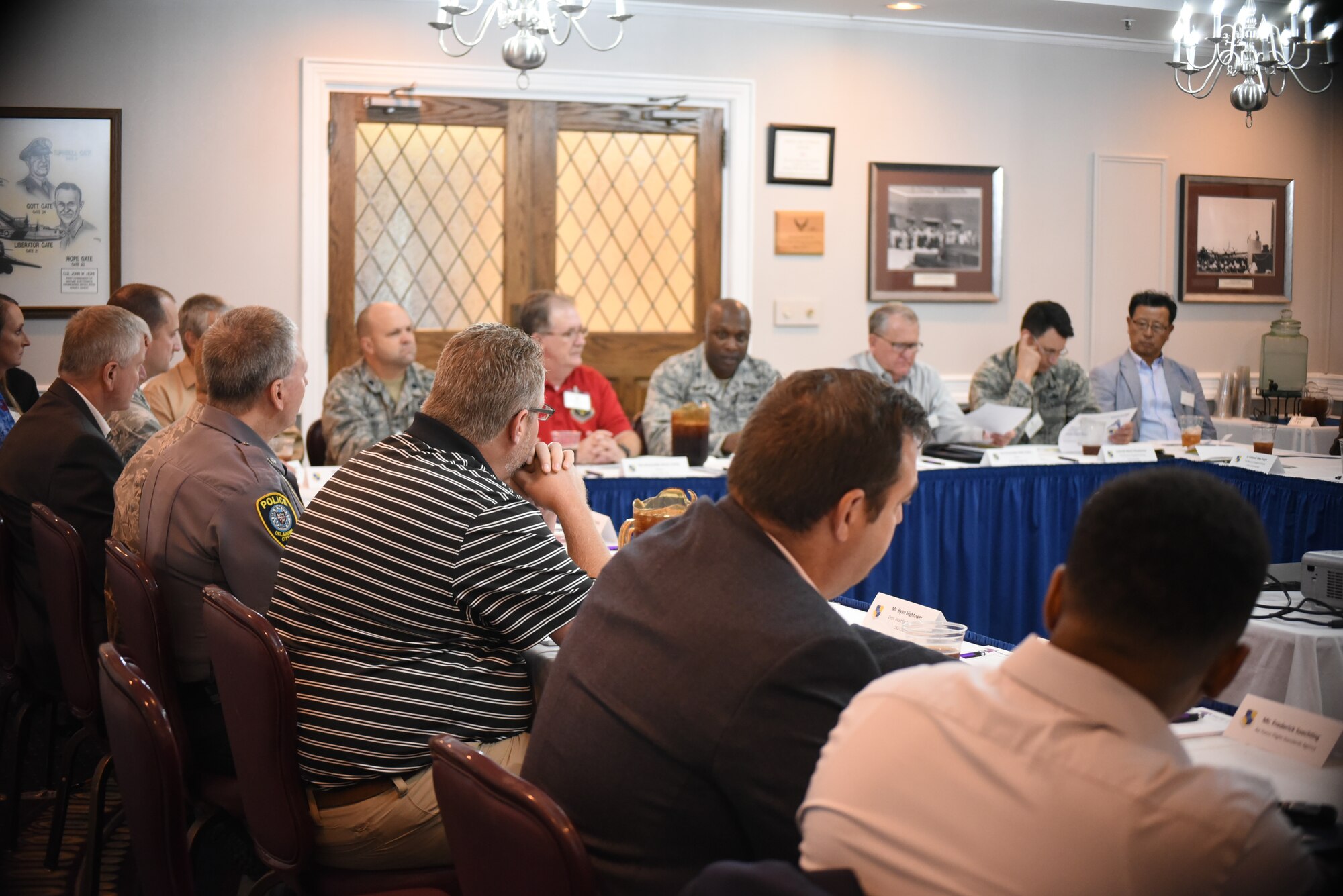 Col. Kenyon Bell, 72nd Air Base Wing commander, hosted members of the community and members of Team Tinker on Sept. 26 for a discussion on the issue of commercial, off-the-shelf small unmanned aerial systems. The group agreed to come together to find solutions for educating the public on the rules of flying drones near military installations and commercial airports. With the holiday season right around the corner, there is the possibility more drone operators will be coming out to fly. (U.S. Air Force photo/Kimberly Woodruff)