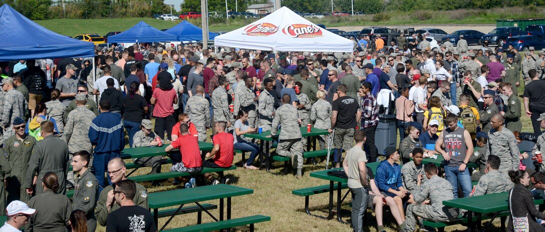Sept. 27 was a beautiful day for the mostly outdoor activities during the 552nd Air Control Wing’s Freedom Fest event. The whole Wing was welcome to participate in a number of events and tournaments and were treated to a feast for lunch. (U.S. Air Force photo/Kelly White)