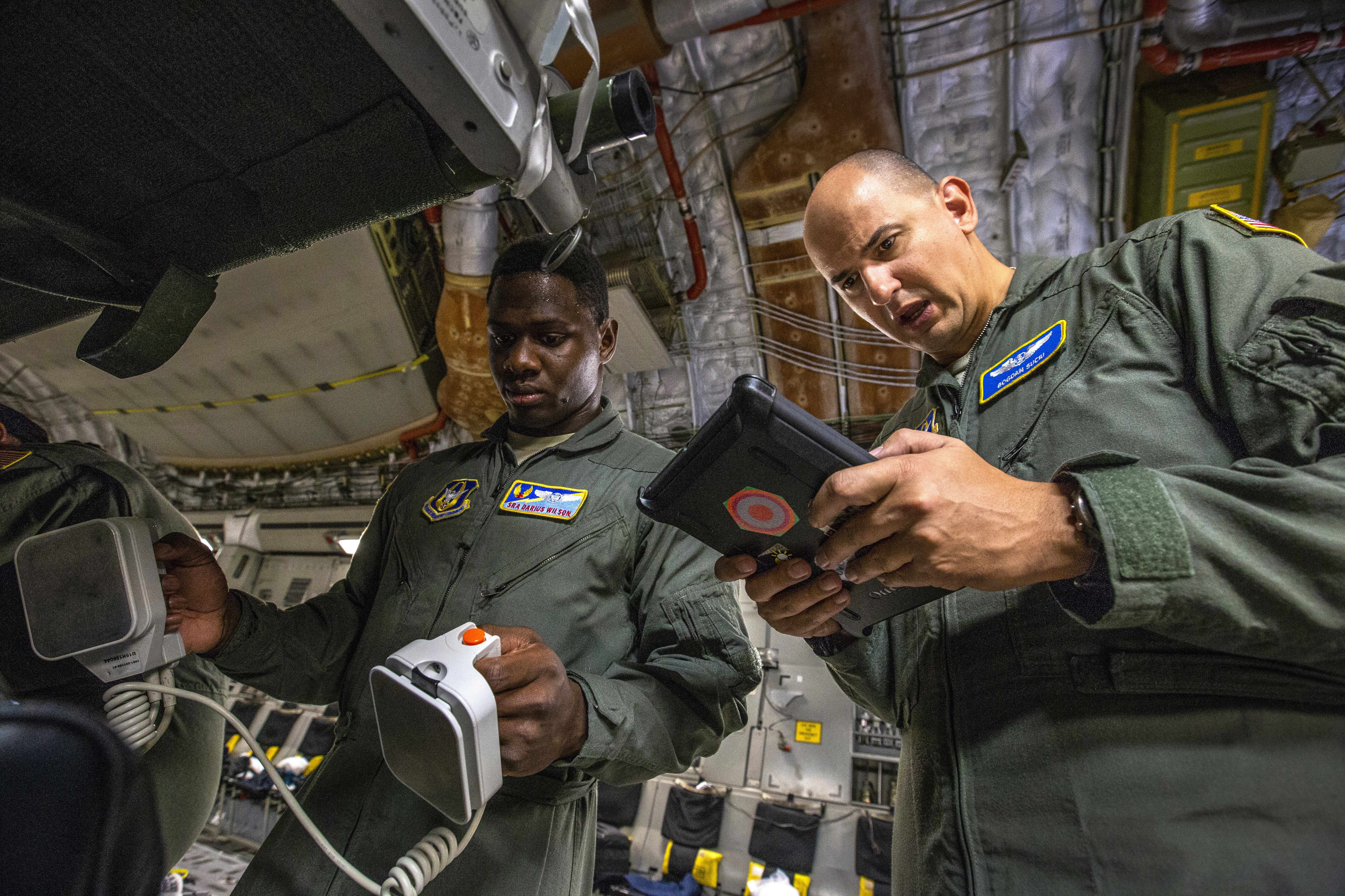 U S Air Force 1st Lt Bogdan N Suciu Right A Flight Nurse With The 439th Aeromedical Evacuation Squadron Aes And S Flight Nurse Air Force Reserve Airman