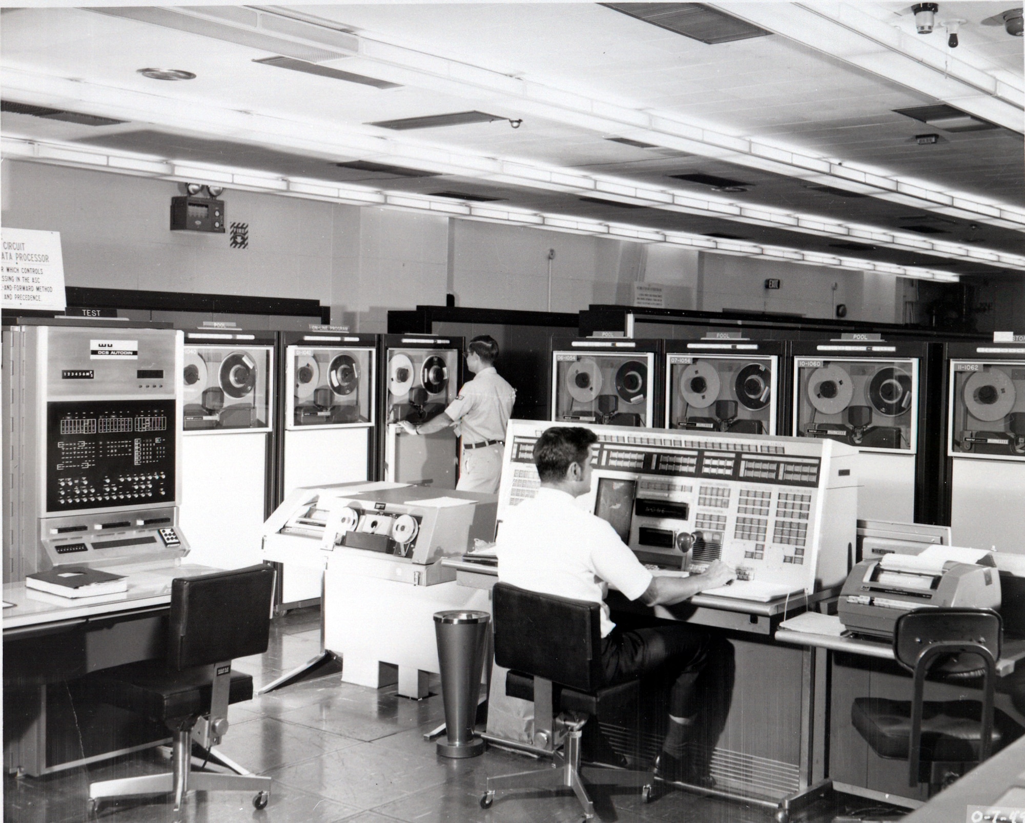 Interior view of the McClellan AFB AUTODIN Switching Center. (Courtesy of the AFNIC History Office)
