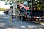 Georgia Air National Guard Airmen with the 116th Air Control Wing depart from Robins Air Force Base, Georgia, in support of Hurricane Michael recovery efforts, October 11, 2018. The 116th ACW is providing 23 Airmen and two route clearing packages to assist local authorities in South Georgia by clearing roadways and removing debris caused by the storm.