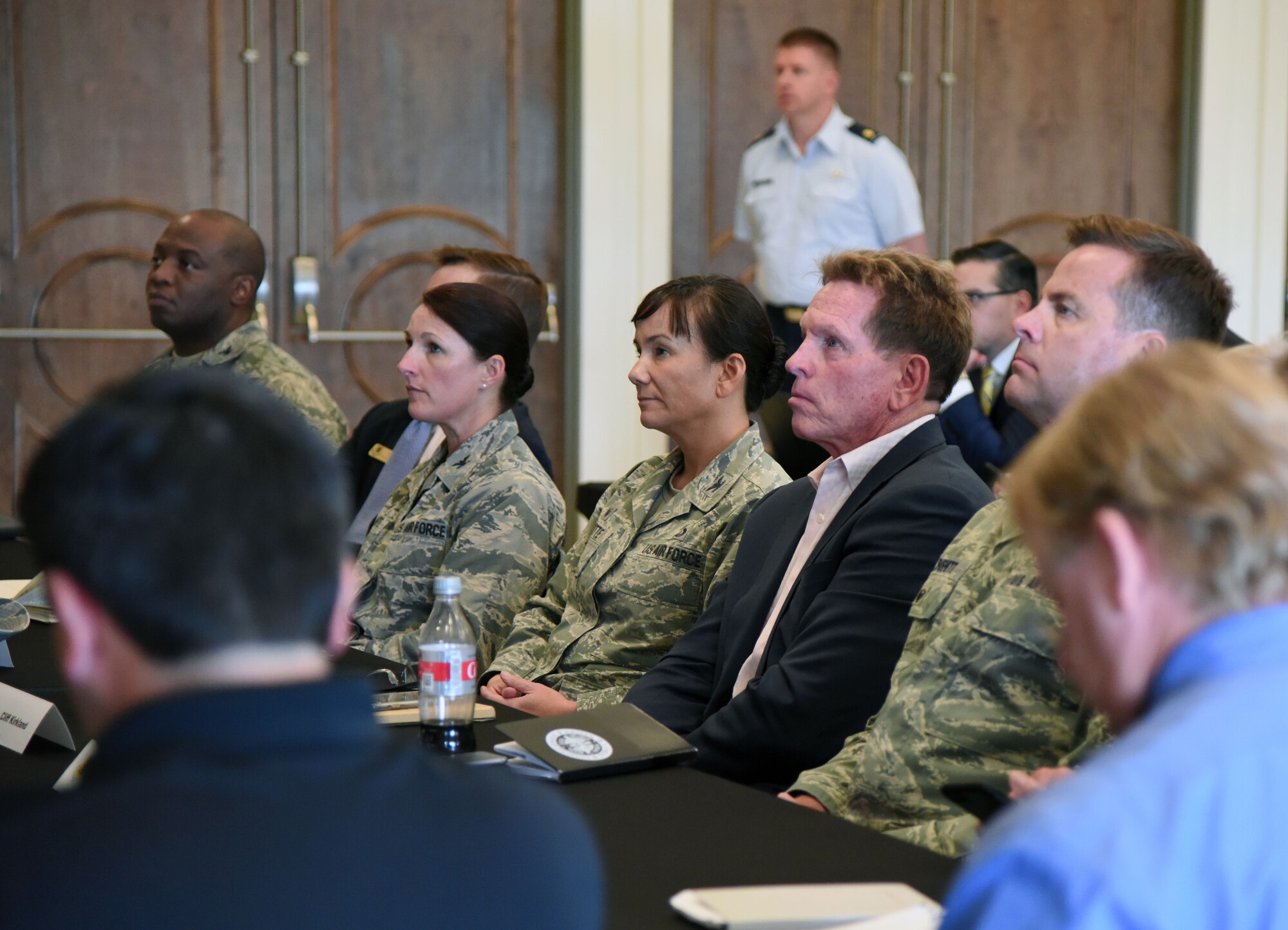 Keesler and community leaders attend the Keesler/Mississippi Gulf Coast Community Partnership Workshop at the Salvation Army Kroc Center in Biloxi, Mississippi, Oct. 10, 2018. The program is part of a larger Air Force Public-Public, Public-Private initiative to encourage installations and local communities to combine or improve resources or operating processes. Mississippi representatives from state and local communities and various civic leaders attended the event. (U.S. Air Force photo by Kemberly Groue)