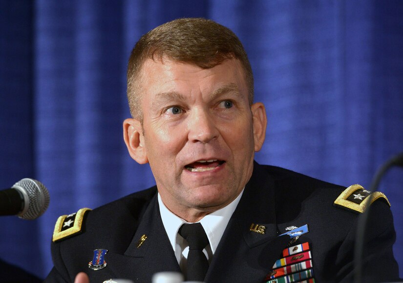 Lt. Gen. Jeffrey Buchanan, U.S. Army North commander, discusses the Army's role in emergency disaster response at the 2018 Association of the U.S. Army's annual meeting, Oct. 9, 2018 in Washington, D.C.