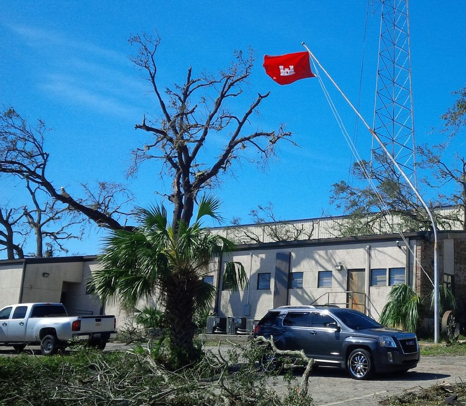 The U.S. Army Corps of Engineers Mobile District Panama City office, after the office was damaged by Hurricane Michael on Oct. 12, 2018 in Panama City, Fla. USACE Mobile District has deployed office trailers and generators to the office and plans to begin repairs on the facility next week.