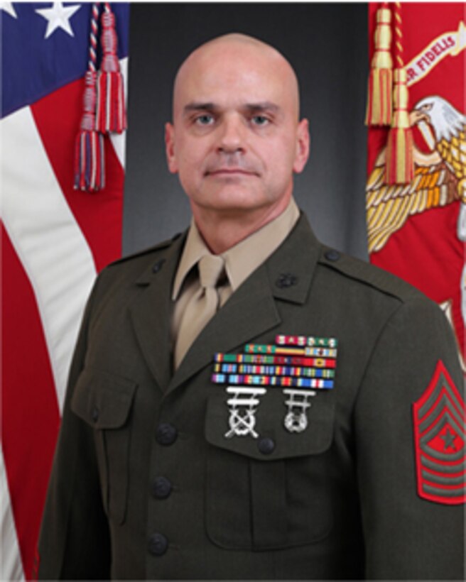 CAMP HUMPHREYS, Republic of Korea - SgtMaj Michael R. Saucedo, SgtMaj of U.S. Marine Corps Forces Korea, command board photo here, 15 Oct.