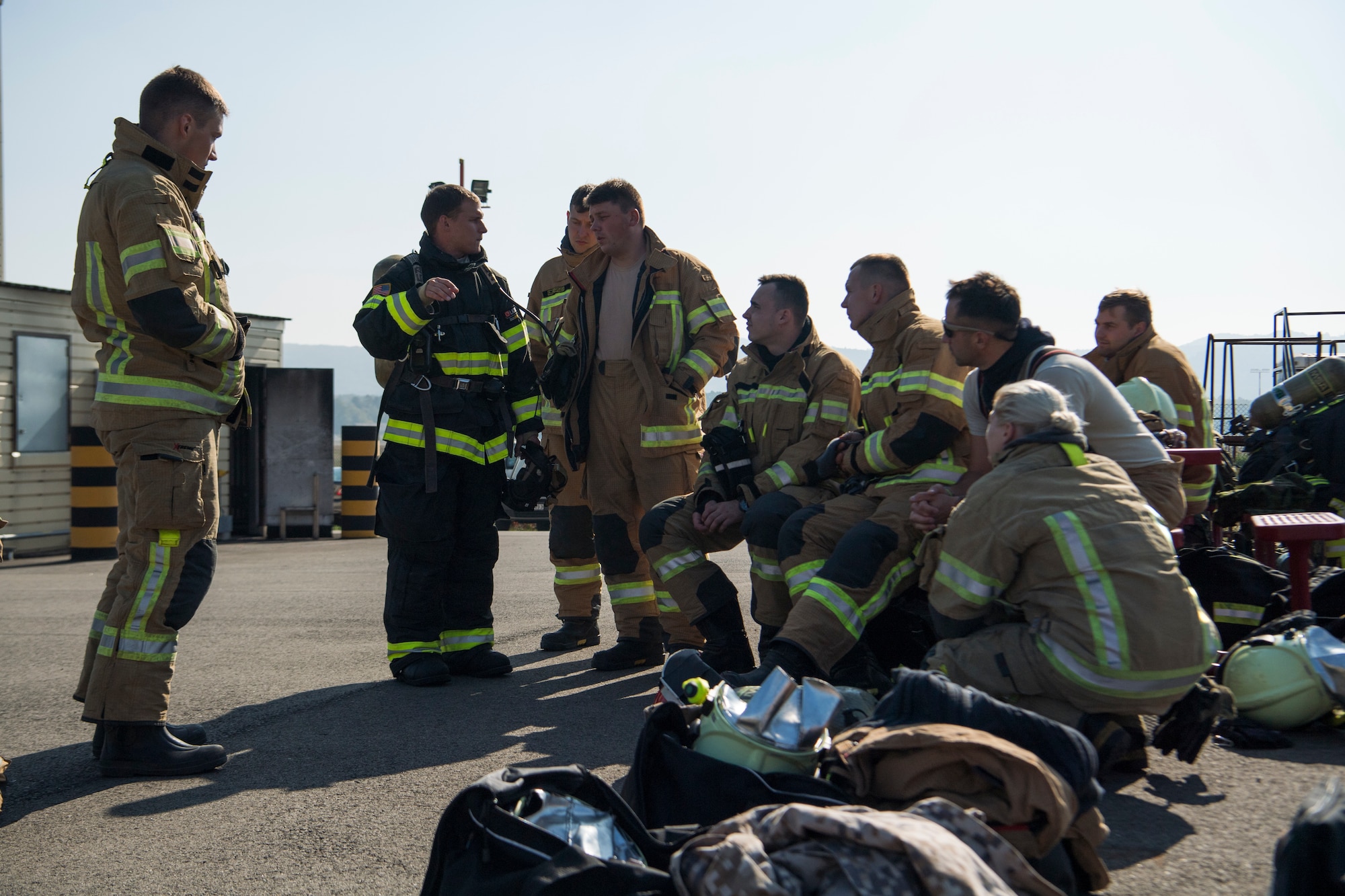 U.S. Air Forces in Europe Fire Academy members assigned to the 435th Construction and Training Squadron hosted a burn training simulation during a USAFE NATO Firefighter partnership course with Latvian and Lithuanian air force firefighters Oct. 10, 2018.