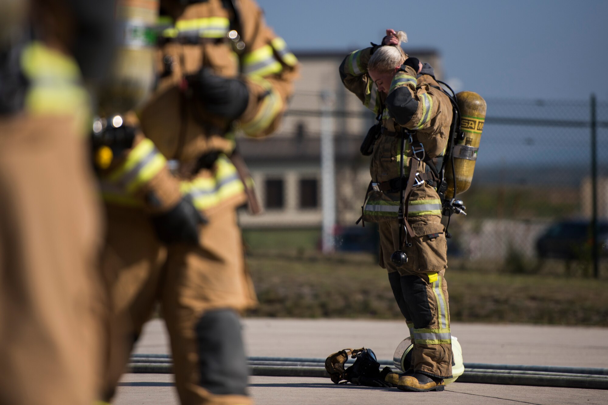 U.S. Air Forces in Europe Fire Academy members assigned to the 435th Construction and Training Squadron hosted a burn training simulation during a USAFE NATO Firefighter partnership course with Latvian and Lithuanian air force firefighters Oct. 10, 2018.