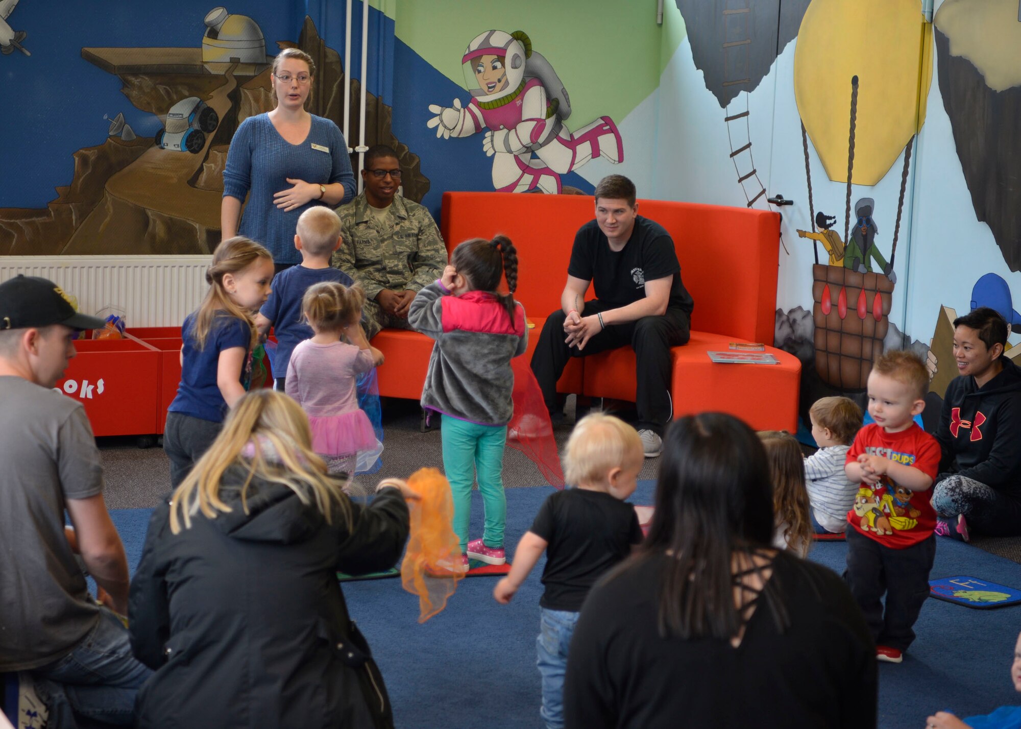 Spangdahlem Fire Fighters read to kids for Fire Prevention Week