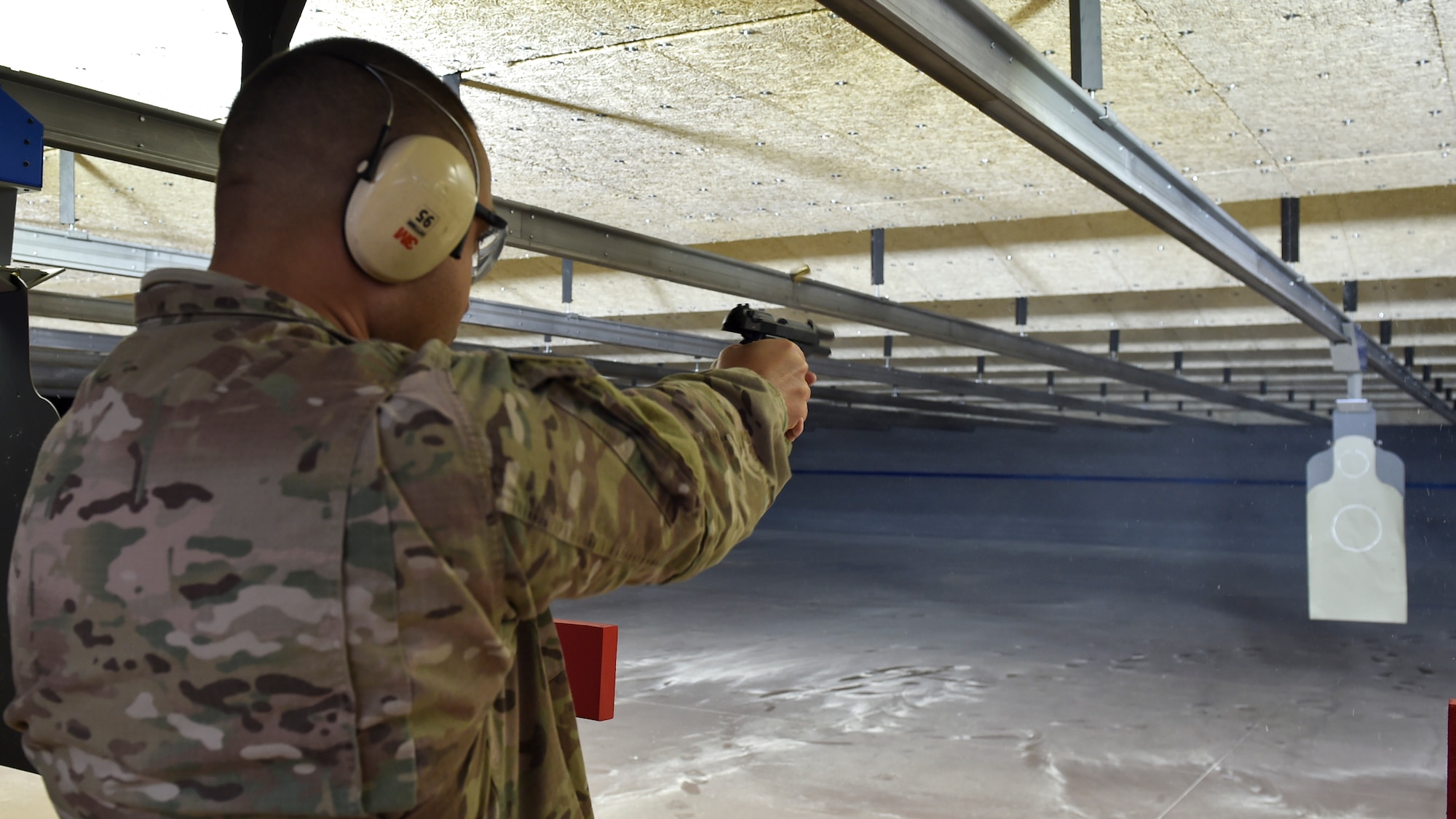 Five 910th Airlift Wing Reserve Citizen Airmen that were chosen to fire the ceremonial first shots at the new firing range.