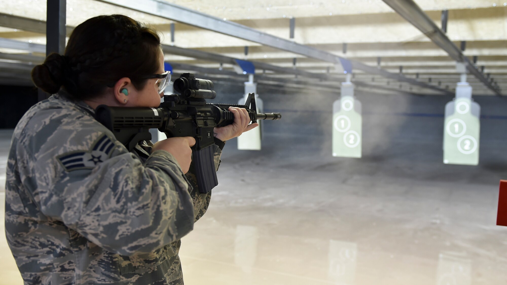 Five 910th Airlift Wing Reserve Citizen Airmen that were chosen to fire the ceremonial first shots at the new firing range.