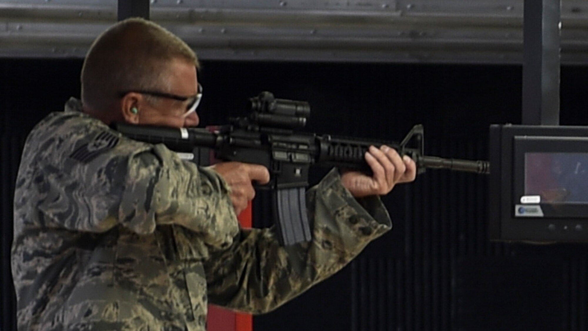 Five 910th Airlift Wing Reserve Citizen Airmen that were chosen to fire the ceremonial first shots at the new firing range.