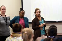 Special Programs representatives for the Army Reserve’s Chicago-based 85th Support Command, introduce themselves during the command’s Applied Suicide Intervention Skills Training workshop, Sep. 27-28, 2018.